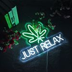 Roouneon Neon Sign Just Relax LED Neon Lights Signs for Wall Decor,Bedroom,Game Room, Party, Bar Decor,Powered by USB with Dimmable Switch