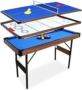 AIPINQI 46 Inch 4 in 1 Folding Billiard Table, Ping-Pong Table Steady, Ice Hockey Table, Shuffleboard Table, Mini Table Tennis Table with Locking Legs, for Kids and Adults