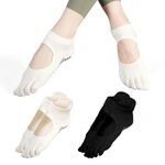 Pilates Socks Yoga Socks for Women, 2 Pairs Toeless Non Slip Grip Socks Ideal for Pilates, Yoga, Pilates Bar, Pure Barre