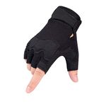 YouLpoet Half Finger Gloves Men Women Non-Slip Fingerless Gloves for Outdoor Sports Cycling Motorcycle Hiking Climbing Camping ,Black,M…