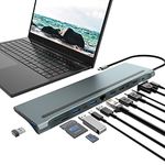 USB C Docking Station Dual Monitor, 12 in 1 Laptop Dock with Dual 4K HDMI, VGA, 100W PD, USB-C, Gigabit Ethernet, 3 USB Ports, SD/TF, Compatible with MacBook, Dell, HP, Lenovo, Surface