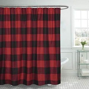 Sweet Home Collection Fabric Shower Curtain 70" x 72" with Buffalo Check Plaid Design Print Luxurious Soft Brushed Durable Quality Microfiber Standard fits Most Hooks(Pack of 1)