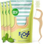 Biodegradable Dental Floss Picks - Natural Plastic Free Handle | Thin Thread Tooth Flossers for Adults & Kids Toothpick Stick Soft on Gum Teeth Eco Friendly Zero Waste Vegan Organic (200, Mint)