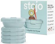 STOJO Collapsible Sandwich Box 5 Set - Aquamarine, 24oz - Reusable Food Storage Container - To-Go Travel Silicone Bowl for Hot and Cold Food - Lunch, Camping and Hiking - Dishwasher Safe