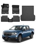 Powerty Floor Mats & Truck Bed Mat Compatible with Ford Maverick 2022 2023 2024 Accessories Floor Mats 2 Row Liner Set All Weather TPE 3D Floor Liners&Truck Bed Liner