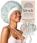 Kitsch XL Satin Bonnet for Sleeping - Softer Than Silk Hair Bonnet for Women - Secure Fit, Adjustable Night Cap for Curly & Textured Hair - Prevents Breakage, Tangles & Thinning - Aura