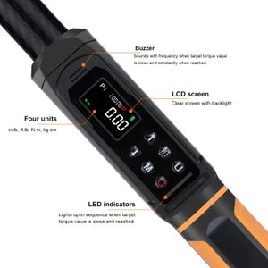 Uharbour 1/2" Digital Torque Wrench – Carbon Fiber, 3-200 Nm, LED Alert