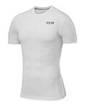 TCA Men Pro Performance Compression Base Layer Short Sleeve Thermal Top - Pro White, XL