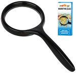 Zest 4 Toyz Magnifying Glass for Reading Map Double Glass 50MM High Power Handheld Magnifier Glass for Kids Students Adults (50mm Black)