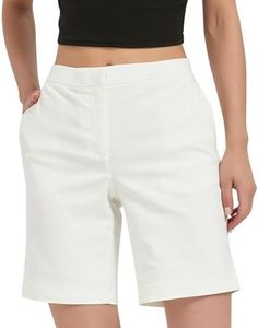 KELLY KLARK Women's Golf Shorts 9" Stretchy Chino Pull-On Basketbll Shorts with Pockets Elastic Waist White Plus Size 18
