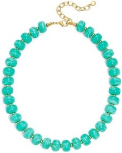 HolidayQbee Beaded necklace for Women Boho Bead Gemstone Chunky Necklace Big Mint Green Bead Necklace Fashion Trendy Summer Colorful Beaded Necklaces Jewelry Gifts
