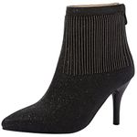 Diuniarza Women Ankle Boots Elegant Stiletto Party Boots Zip High Heel Short Boots Pointed Toe Fringe, 3460XBF Black Size 3 UK/36