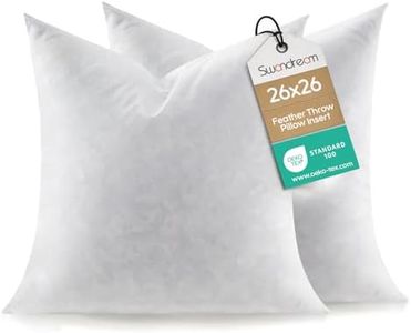 Swandream Feather Throw Pillow Inserts Set of 2, Soft Fluffy Square 26 x 26 Inches Decorative Pillow Insert, Feather and Down Filled Euro Pillows