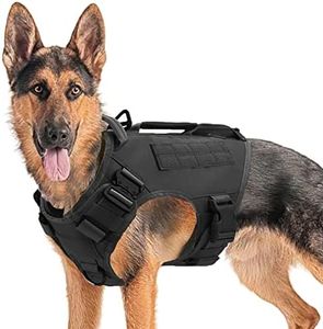 Tactical Dog Harness for Medium and Large Dogs No Pull Adjustable Dog Vest for Training Hunting Walking Military Dog Harness with Handle Service Dog Vest with Molle & Loop Panels Black,XL(Vest only)