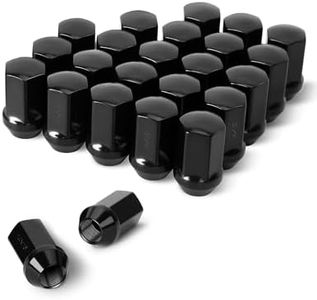KSP 14X1.5 Lug Nuts Set for Silverado Sierra 6 Lug Stock Aluminum Rim, 24pcs Black Chrome OEM Wheel Nuts Compatible with Chevy GMC Ram Ford 14mmx1.5 Aftermarket&Factory Wheel, Rust Prevention