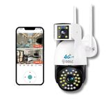 DDLC Supercam 2K 4Mp 1080p Dual Lens 3.6 & 6 Mm 4G Sim | Indoor Outdoor Usage | Ai Human Detection | Two Way Intercom | 128 Gb Storage | Coloured Day Light Vision | Autorotation (4G Ptz Dual Camera)