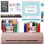 Silhouette Cameo 5 Bundle with Vinyl Starter Kit, Heat Transfer Starter Kit, 24 Pack of Pens, Tool Kit, Cameo 5 Start Up Guide with Extra Designs (Matte Pink)