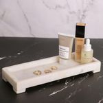 Dreamy Walls 100% Natural Marble Tray - Indian White Marble Serving Tray for Kitchen Countertop, Bathroom, Vanity - Decorative Organizer Perfume Tray for Jewellery - 2.5" x 28.5" x 10.3"