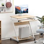 SogesPower Mobile Computer Desk Work Workstation with Printer Shelf and Keyboard Space Computer Workstation for Home and Office,Maple