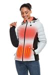 [Upgraded Battery] ORORO Women's Lightweight Heated Jacket with 4 Heat Zones and 90% Down (Battery Included) (White, S)