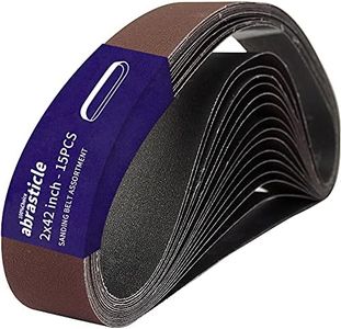 15 Pcs 2 x 42 Inch Assorted Aluminum Oxide Sanding Belt - 80/120/150/240/400 Grit