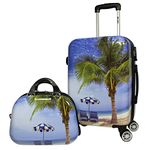 World Traveler Palm Tree Hardside 2-Piece Carry-On Spinner Luggage Set, One_Size, Palm Tree, One_Size, Palm Tree Hardside 2-Piece Carry-on Spinner Luggage Set