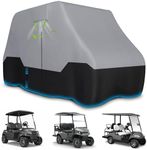 Zenicham 2/4 Passenger Golf Cart Cover Waterproof, 600D Heavy Duty Golf Cart Cover with Waterproof Strips Universal Fits for EZGO, Club Car, Yamaha Golf Cart(112"L×48"W×66"H, Gray/Black)