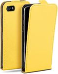 MoEx Magnetic Flip Case compatible with iPhone 4s / iPhone 4 | 360° protection faux leather, Yellow