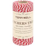 Tenn Well Red White Butchers String, 2mm x 100m Strong Kitchen Butchers Twine Food Safe Cooking String for Meat Trussing Tying, Chicken Roasting and Sausage Making