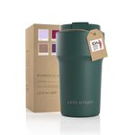 LARS NYSØM Thermo Coffee Mug-to-go 17oz | BPA-Free Travel Mug 0.5 Liter with Insulation | Leak Proof Stainless Steel Thermal Mug for Coffee and Tea on The Go | Tea Mug (Pine Green, 500ml)