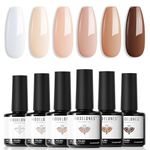 Modelones Gel Nail Polish, 6 Colors Autumn Gel Polish Set Nude Brown Gel Nail Polish Set Soak Off White Nail Gel Nail Art DIY Manicure Salon and Home for Women