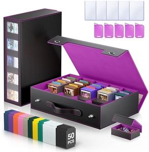 MORCCO Trading Card Storage Box 3900+ with Handle, Black Purple