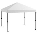 Outsunny 3 x 3(m) Pop Up Gazebo, 1 Person Easy up Marquee Party Tent with 1-Button Push, Adjustable Straight Legs, Wheeled Bag, Stakes, Ropes, Sandbags, Instant Shelter, White