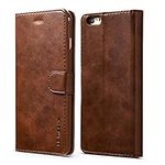 ZTOFERA Leather Case for iPhone 5/5S/SE, Wallet Flip Ultra Thin Retro TPU Case with [Card Slots] [Magnetic Closure] [Stand] Case for iPhone 5/5S/SE - Dark Brown