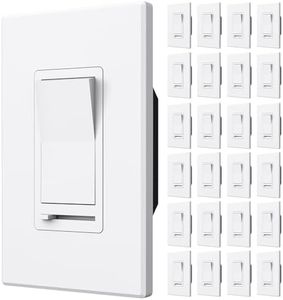 Amico 24 Pack Dimmer Light Switch, Single-Pole or 3-Way Slide Dimmer Switches for Led Lights, Suitable for 150W Dimmable LED/CFL Lights and 600W Incandescent/Halogen, Wall Plate Included, White