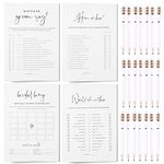 Bridal Shower Games Bundle - 5 Bridal Shower Games for 30 Guests, 30 Bridal Shower Pencils - Double-Sided Cards - Bridal Shower Decorations, Wedding Shower Games - Minimalist