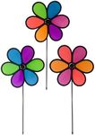 In the Breeze 10 Inch Neon Flower Spinners - 3 Pack - Colorful Wind Spinners for Your Yard and Garden