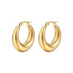 Chunky Gold Hoop Earrings 25mm Gold Hoop Earrings For Women 18k Gold Plated Hoops Huggies Earrings Hypoallergenic gold earrings Lightweight Gold Hoops with s925 Sterling Silver Post For Women Girls