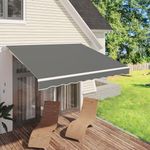 AECOJOY 10'×8' Awnings for Patio, Retractable Awning Sun Shade Cover Outdoor Canopy Sunsetter Deck Awnings with Manual Crank Handle, Grey