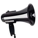 Loudmore 30 Watt Power Portable Megaphone Bullhorn Speaker Voice, Siren/Alarm and 240S Recording with Volume Control and Strap (Black)