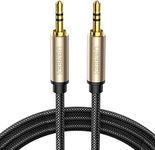 UGREEN 3.5mm Male to Male Auxiliary Aux Stereo Professional HiFi Cable with Silver-Plating Copper Core, Gold Plated, Nylon Braid, Tangle-Free for Audiophile Musical Lovers Silver (0.5M)