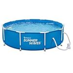 Summer Waves Active 10 Foot x 30 Inch Metal Frame Outdoor Backyard Above Ground Swimming Pool Set with Filter Pump, Type I Cartridge, and Repair Patch