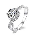 BEBEWO White Gold 9/14/18K Moissanite 1ct Engagement Rings for Women Halo Bridal Rings for Her Wedding Promise Anniversary