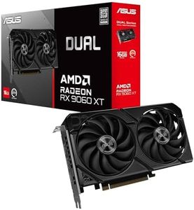ASUS Dual Radeon RX 9060 XT 16GB GDDR6 Graphics Card, AMD, for Desktop (PCIe 5.0, HDMI 2.1b, DisplayPort 2.1a, 2.5-Slot, Axial-tech Fan, 0dB Technology, and More)