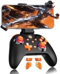 Wireless Gaming Controller, PC Controller for PC/Switch/P3/iOS/Android with 4 Programing Buttons, Hall Effect Trigger, RGB Lighting,1000mAh Battery, Turbo, Dual Vibration, Screenshot, Black+ Orange