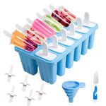 Popsicle Mold, 12 Cavities Popsicle Molds Silicone, Reusable Ice Cream Molds with Extra Popsicle Sticks, Easy Release Ice Pop Maker