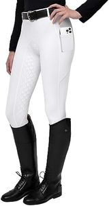 FitsT4 Women's Full Seat Riding Tights Active Silicon Grip Horse Riding Tights Equestrian Breeches White Size S