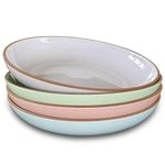 Mora Ceramic Large Pasta Bowls 30oz, Set of 4 - Serving, Salad, Dinner, etc Plate/Wide Bowl - Microwave, Oven, Dishwasher Safe Kitchen Dinnerware - Modern Porcelain Stoneware Dishes, Assorted Colors