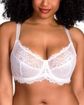 HSIA Minimizer Bra for Women - Plus Size Bra with Underwire Woman's Full Coverage Lace Bra Unlined Non Padded Bra White