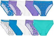 Fruit of the Loom Girls' Big Cotton Bikini Underwear Multipacks, 10 Pack-Fashion Assorted, 8